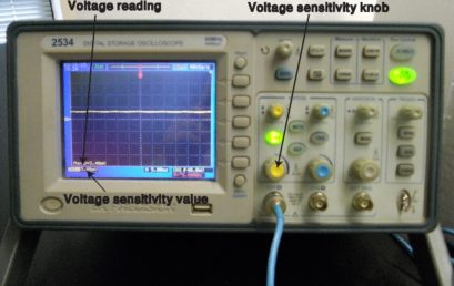9. Adjusting voltage sensitivity range of a digital oscilloscope